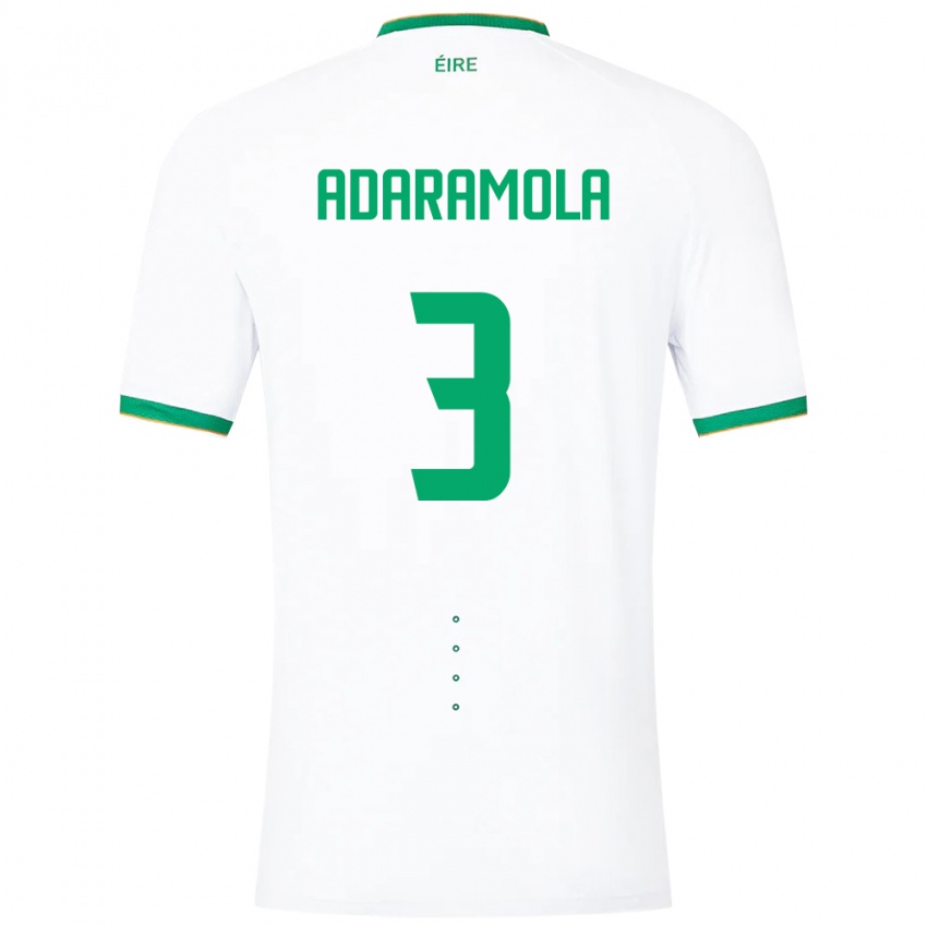 Mujer Camiseta Irlanda Tayo Adaramola #3 Blanco 2ª Equipación 24-26 La Camisa