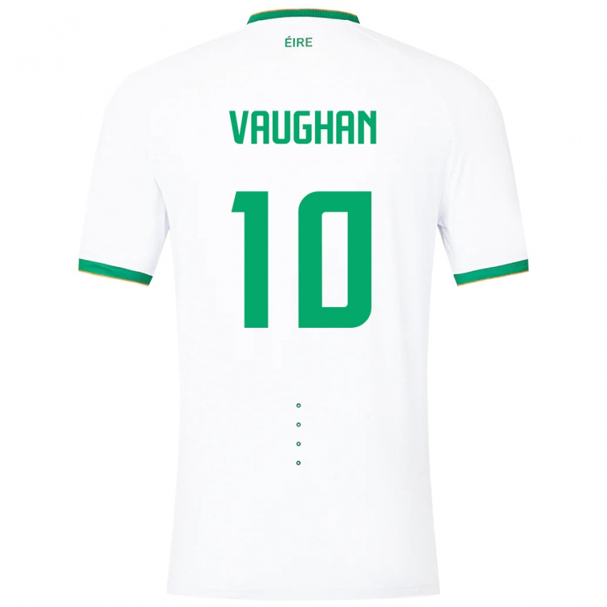 Mujer Camiseta Irlanda Harry Vaughan #10 Blanco 2ª Equipación 24-26 La Camisa