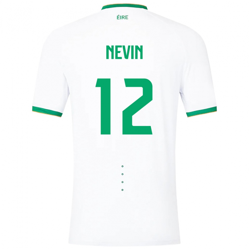 Mujer Camiseta Irlanda Harry Nevin #12 Blanco 2ª Equipación 24-26 La Camisa