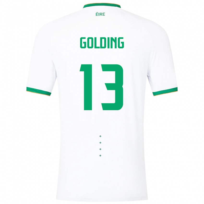 Mujer Camiseta Irlanda James Golding #13 Blanco 2ª Equipación 24-26 La Camisa