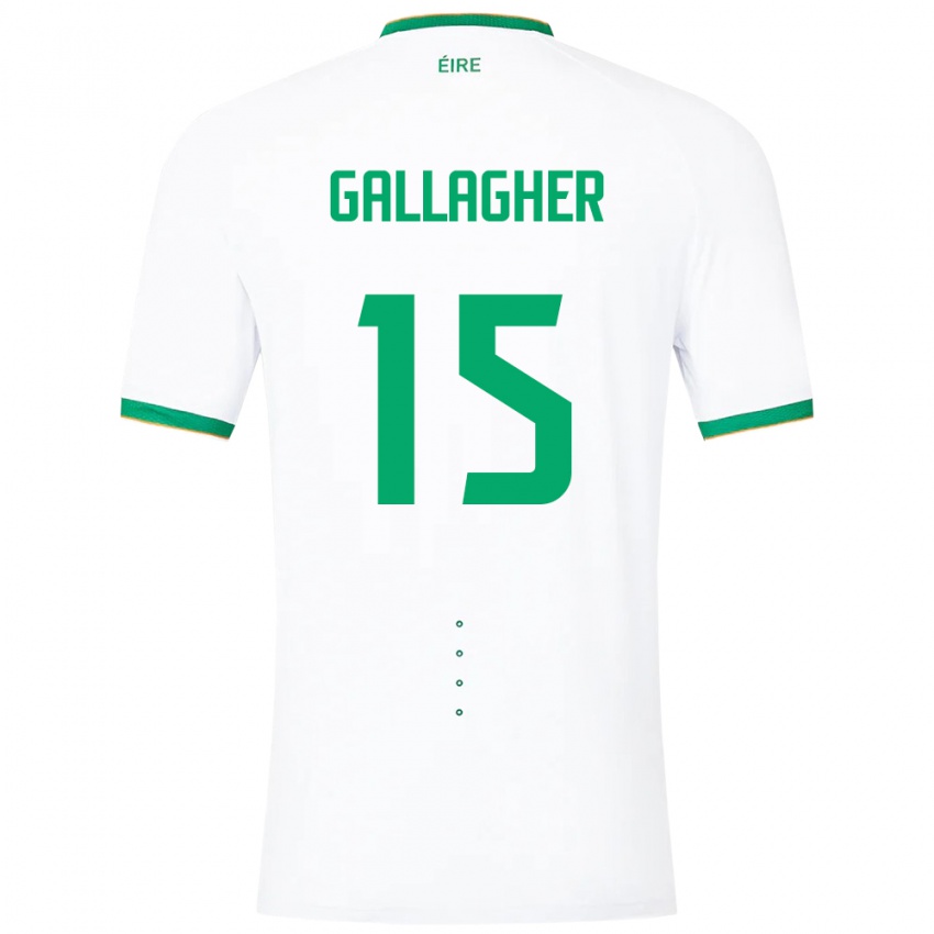 Mujer Camiseta Irlanda Oisín Gallagher #15 Blanco 2ª Equipación 24-26 La Camisa