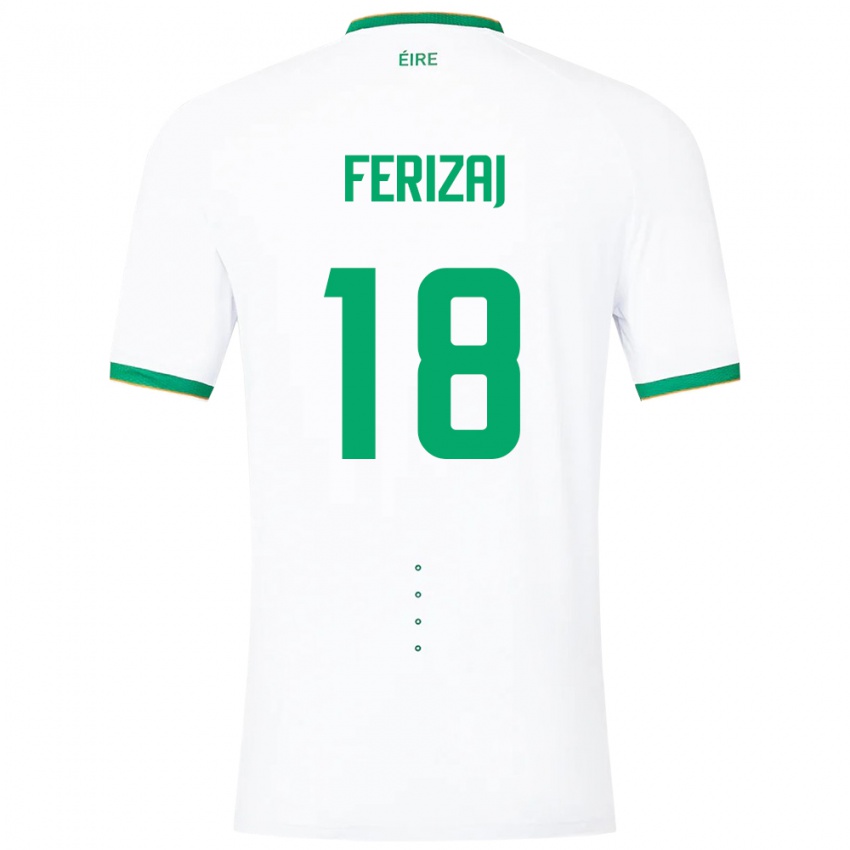 Mujer Camiseta Irlanda Justin Ferizaj #18 Blanco 2ª Equipación 24-26 La Camisa