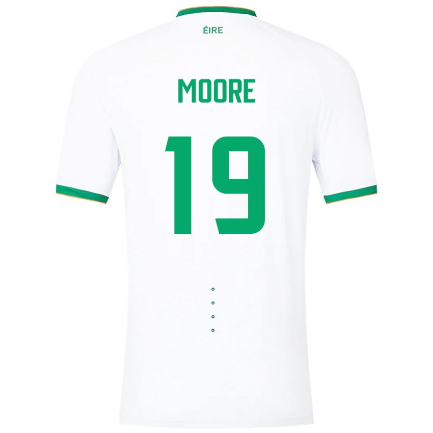 Mujer Camiseta Irlanda Sean Moore #19 Blanco 2ª Equipación 24-26 La Camisa