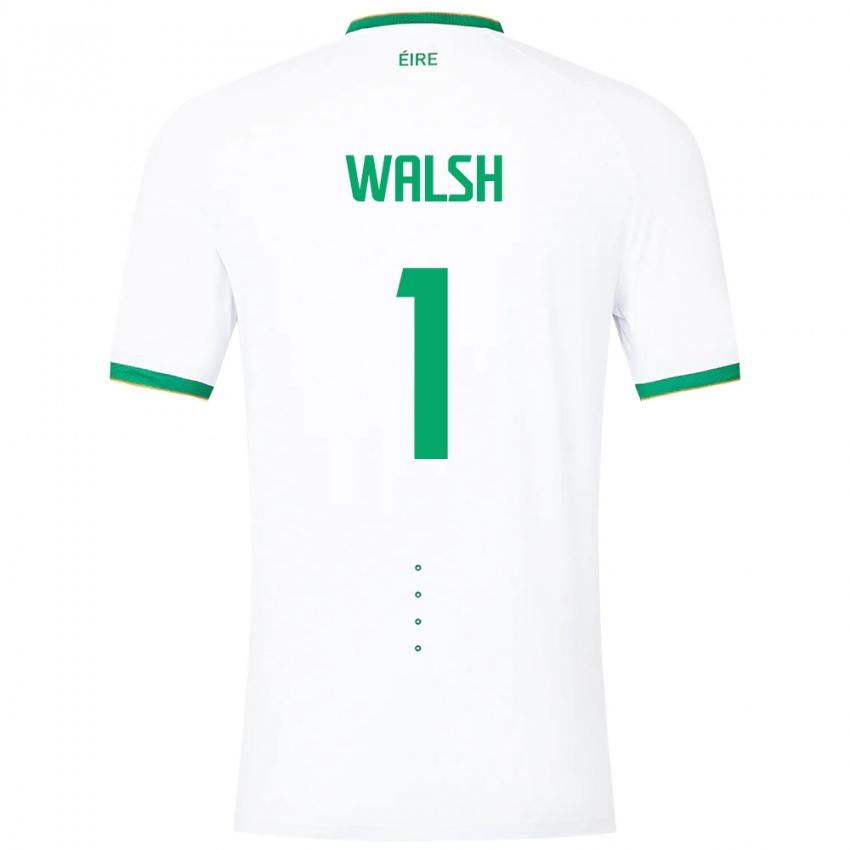 Mujer Camiseta Irlanda Conor Walsh #1 Blanco 2ª Equipación 24-26 La Camisa