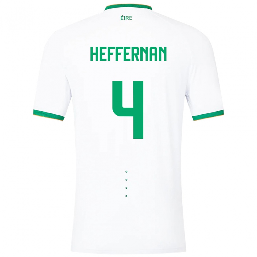 Mujer Camiseta Irlanda Cathal Heffernan #4 Blanco 2ª Equipación 24-26 La Camisa