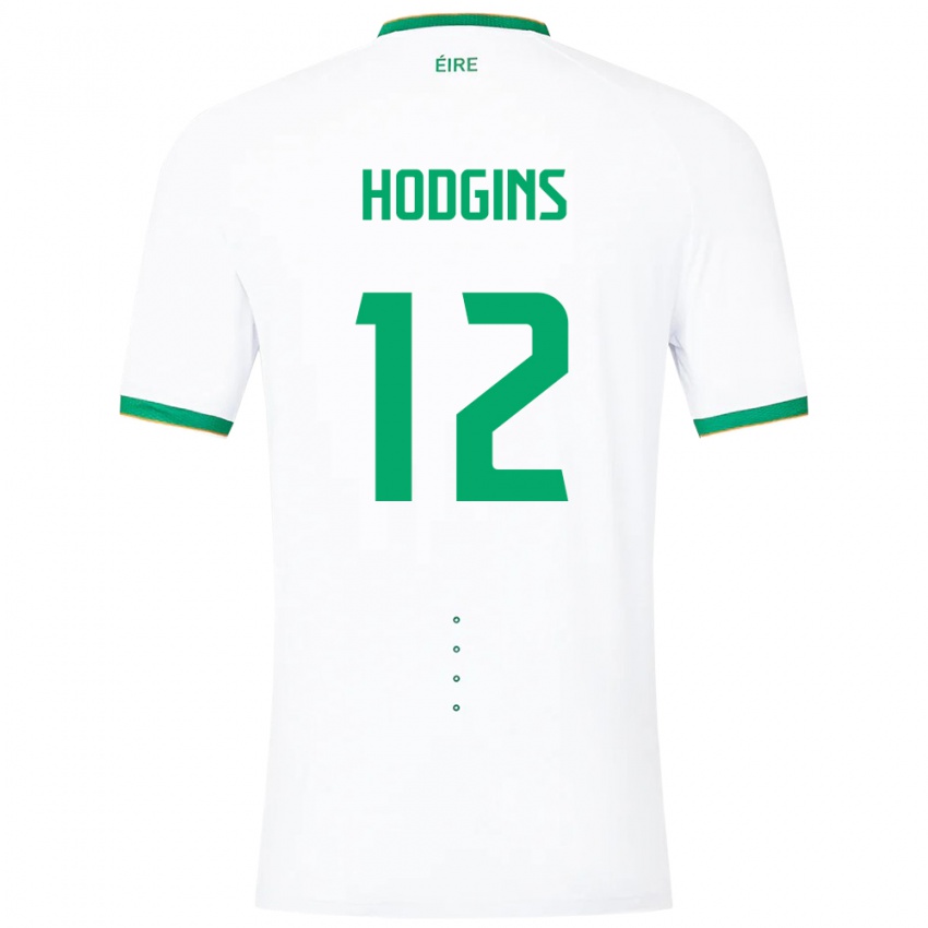 Mujer Camiseta Irlanda Gavin Hodgins #12 Blanco 2ª Equipación 24-26 La Camisa