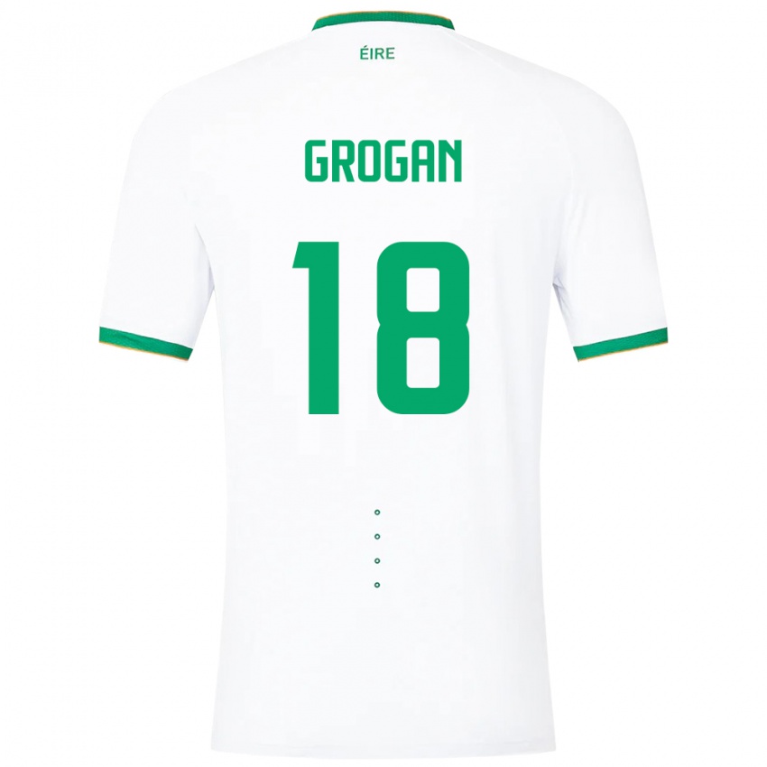 Mujer Camiseta Irlanda Christy Grogan #18 Blanco 2ª Equipación 24-26 La Camisa