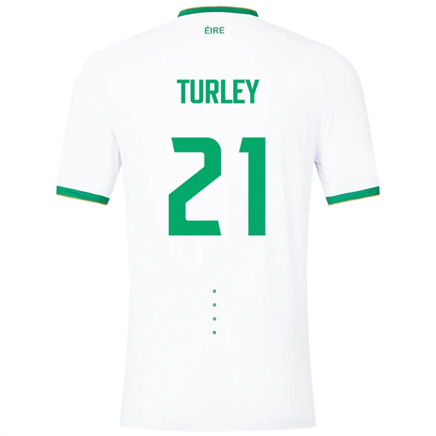 Mujer Camiseta Irlanda Freddie Turley #21 Blanco 2ª Equipación 24-26 La Camisa