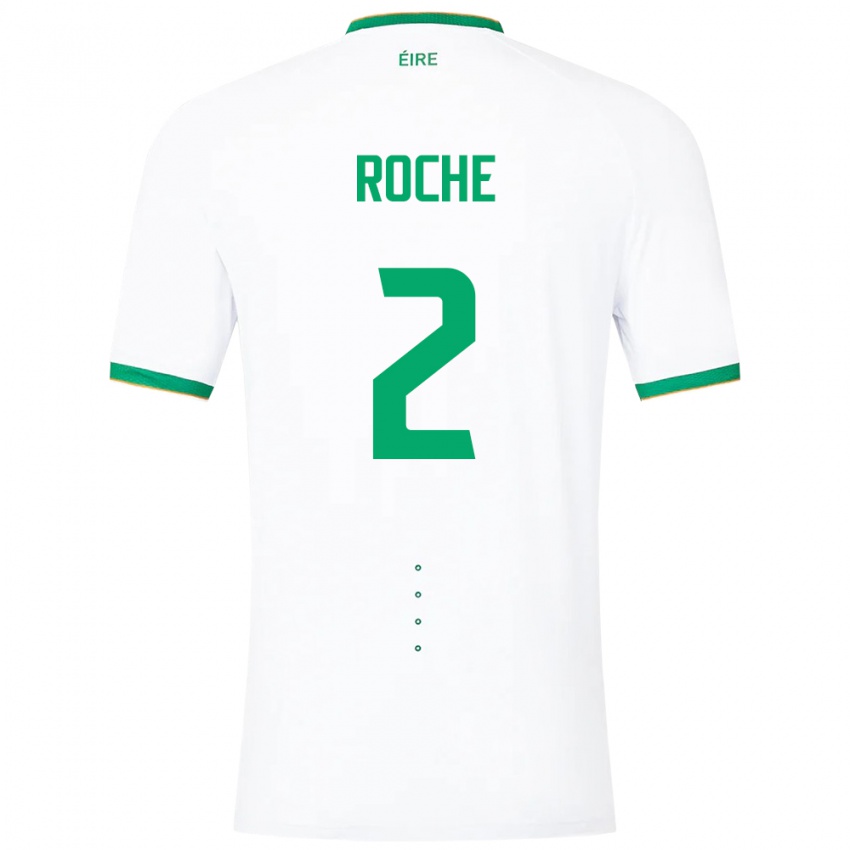 Mujer Camiseta Irlanda James Roche #2 Blanco 2ª Equipación 24-26 La Camisa