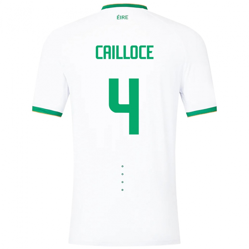 Mujer Camiseta Irlanda Luca Cailloce #4 Blanco 2ª Equipación 24-26 La Camisa