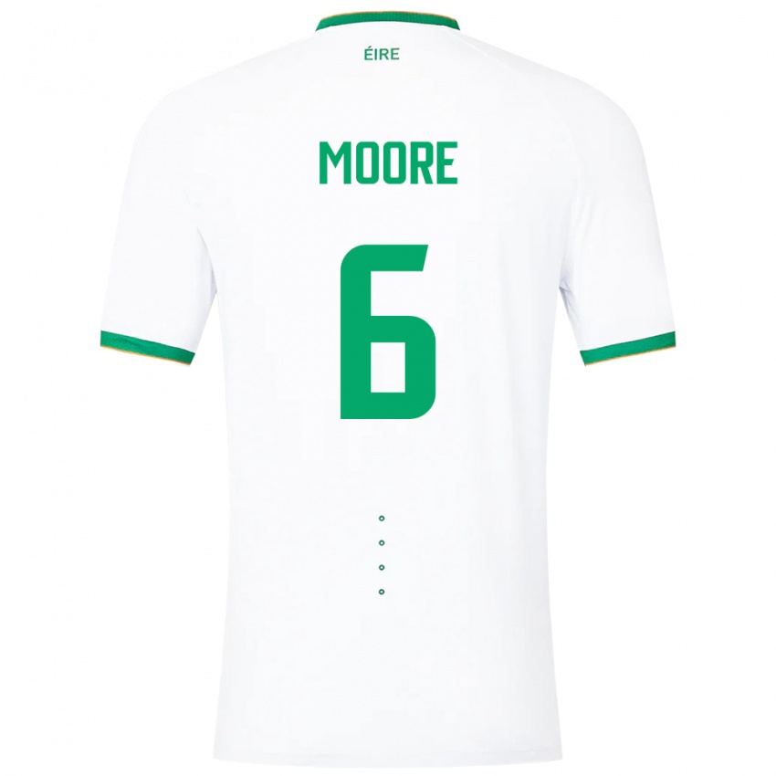 Mujer Camiseta Irlanda Matthew Moore #6 Blanco 2ª Equipación 24-26 La Camisa