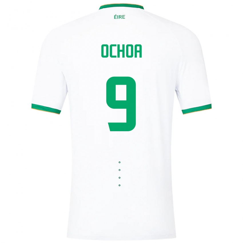 Mujer Camiseta Irlanda Aarón Ochoa #9 Blanco 2ª Equipación 24-26 La Camisa