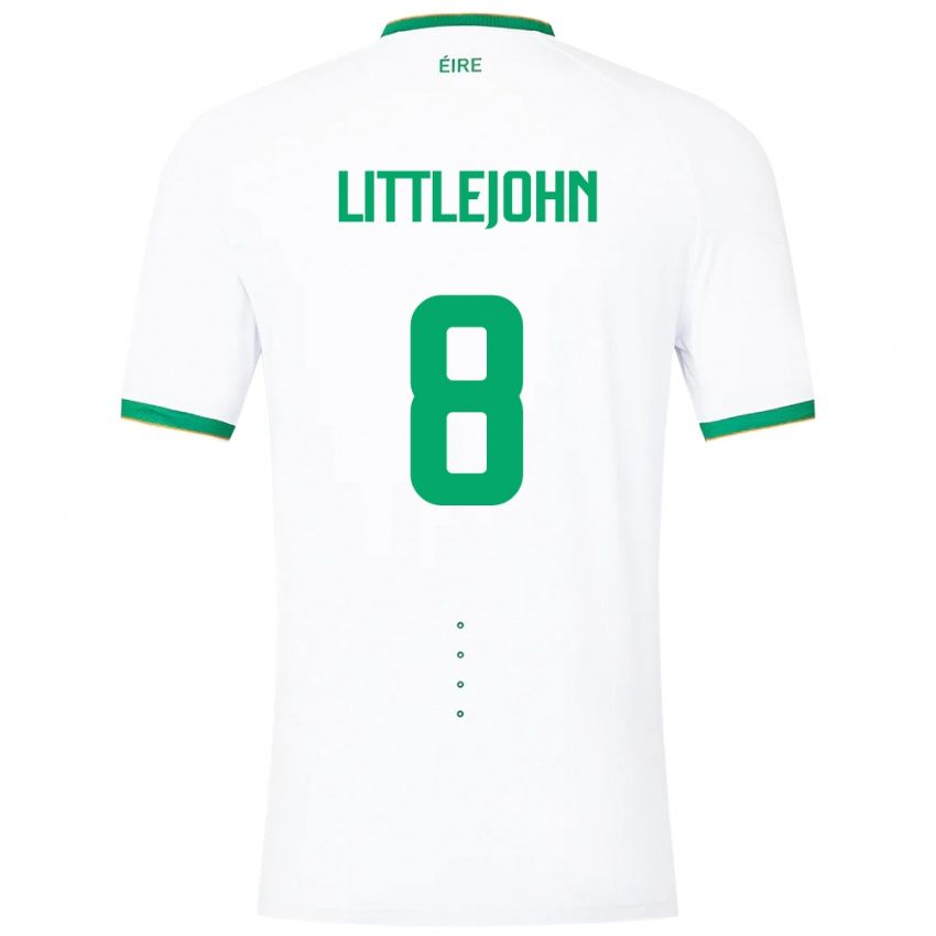 Mujer Camiseta Irlanda Ruesha Littlejohn #8 Blanco 2ª Equipación 24-26 La Camisa