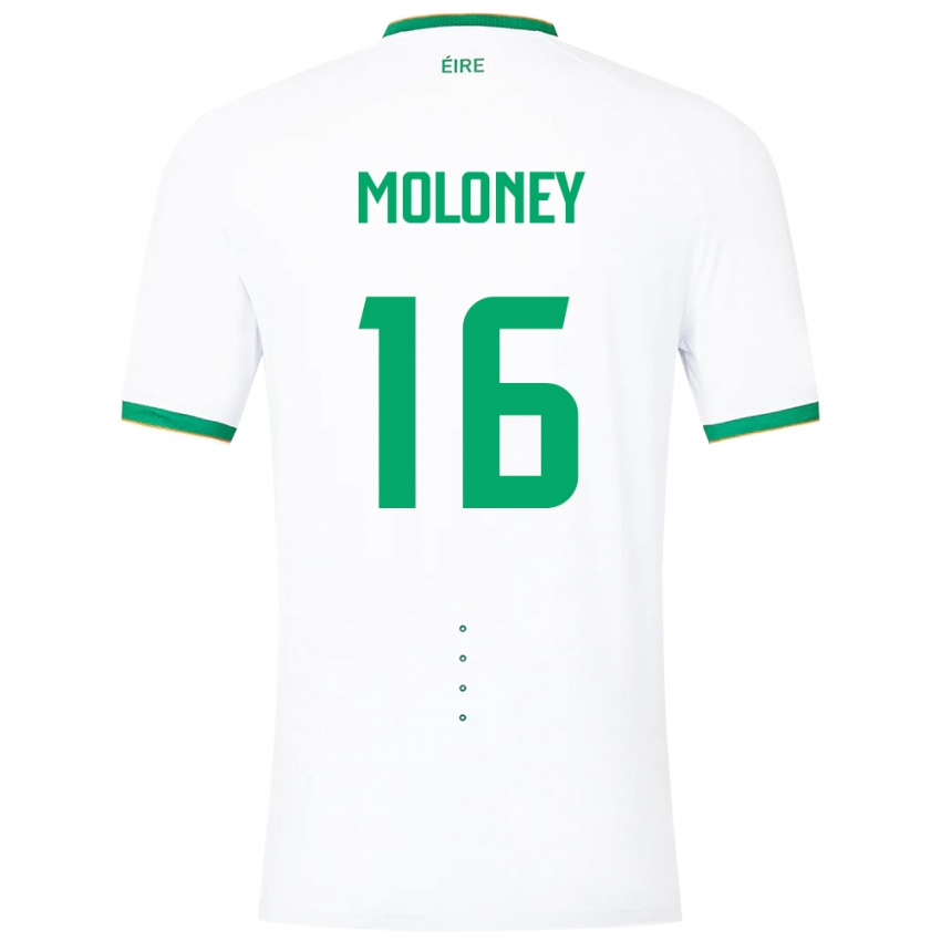 Mujer Camiseta Irlanda Grace Moloney #16 Blanco 2ª Equipación 24-26 La Camisa