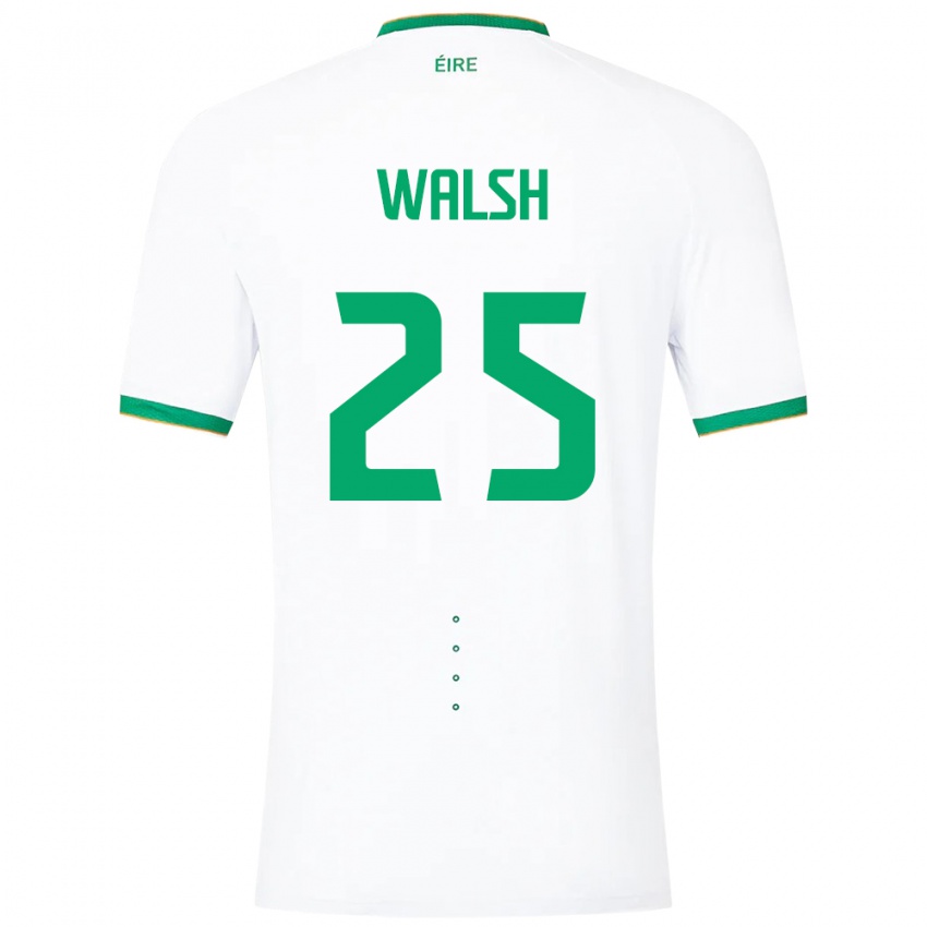 Mujer Camiseta Irlanda Megan Walsh #25 Blanco 2ª Equipación 24-26 La Camisa