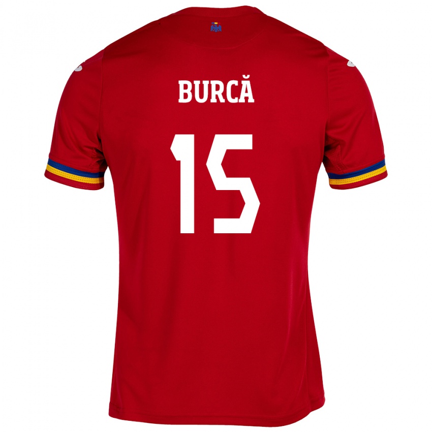 Mujer Camiseta Rumania Andrei Burcă #15 Rojo 2ª Equipación 24-26 La Camisa