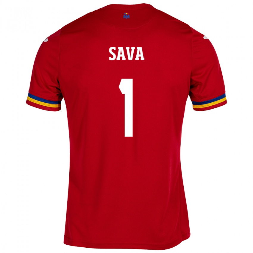 Mujer Camiseta Rumania Răzvan Sava #1 Rojo 2ª Equipación 24-26 La Camisa