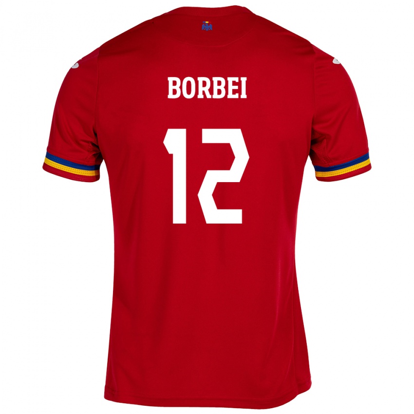 Mujer Camiseta Rumania Alexandru Borbei #12 Rojo 2ª Equipación 24-26 La Camisa