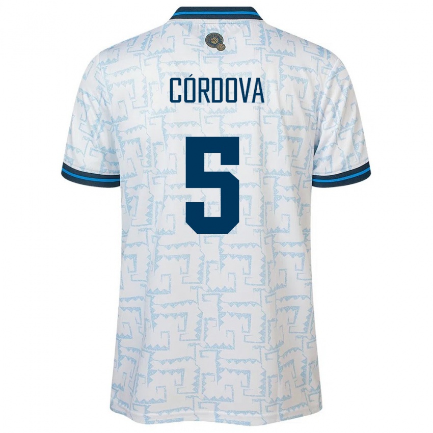 Mujer Camiseta El Salvador Edwin Córdova #5 Blanco 2ª Equipación 24-26 La Camisa