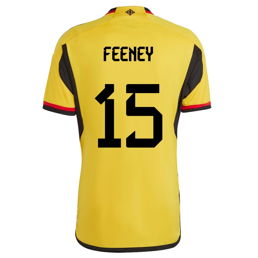 Mujer Camiseta Irlanda Del Norte George Feeney #15 Blanco 2ª Equipación 24-26 La Camisa