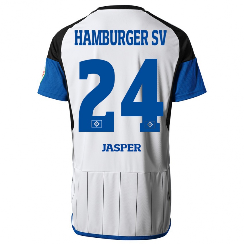 Niño Camiseta Jan-Lukas Jasper #24 Blanco 1ª Equipación 2023/24 La Camisa