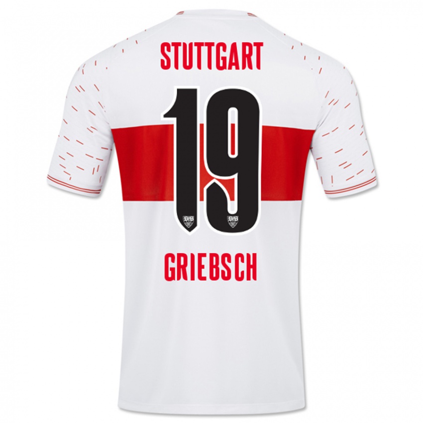 Niño Camiseta Lukas Griebsch #19 Blanco 1ª Equipación 2023/24 La Camisa