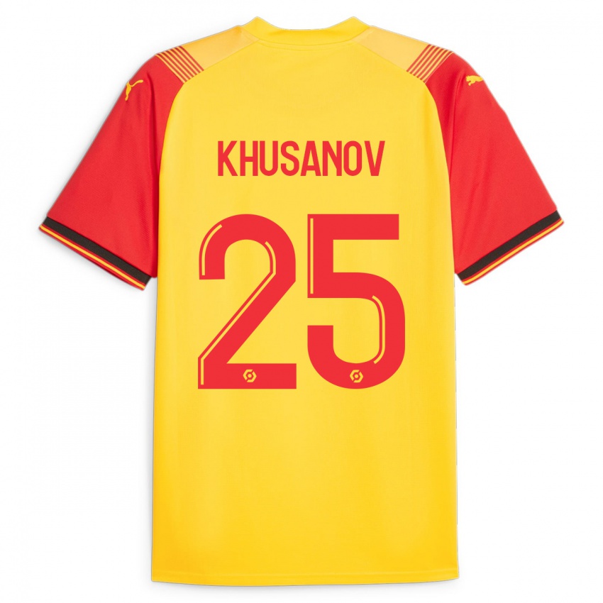 Niño Camiseta Abdukodir Khusanov #25 Amarillo 1ª Equipación 2023/24 La Camisa