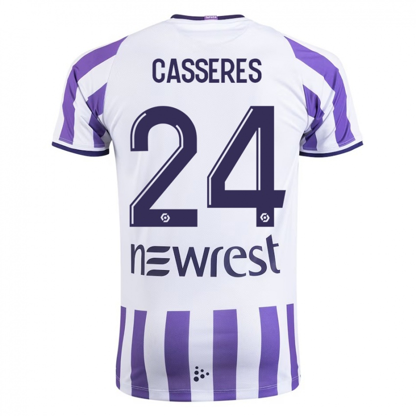 Niño Camiseta Cristian Cásseres Jr. #24 Blanco 1ª Equipación 2023/24 La Camisa