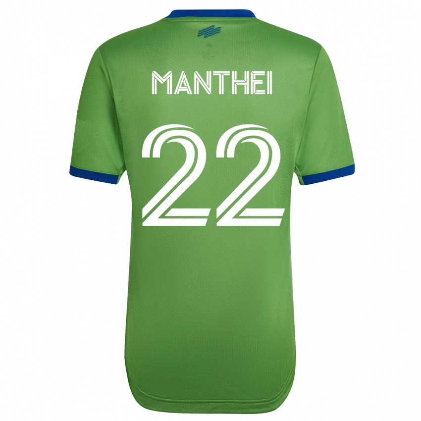 Niño Camiseta Leahi Manthei #22 Verde 1ª Equipación 2023/24 La Camisa