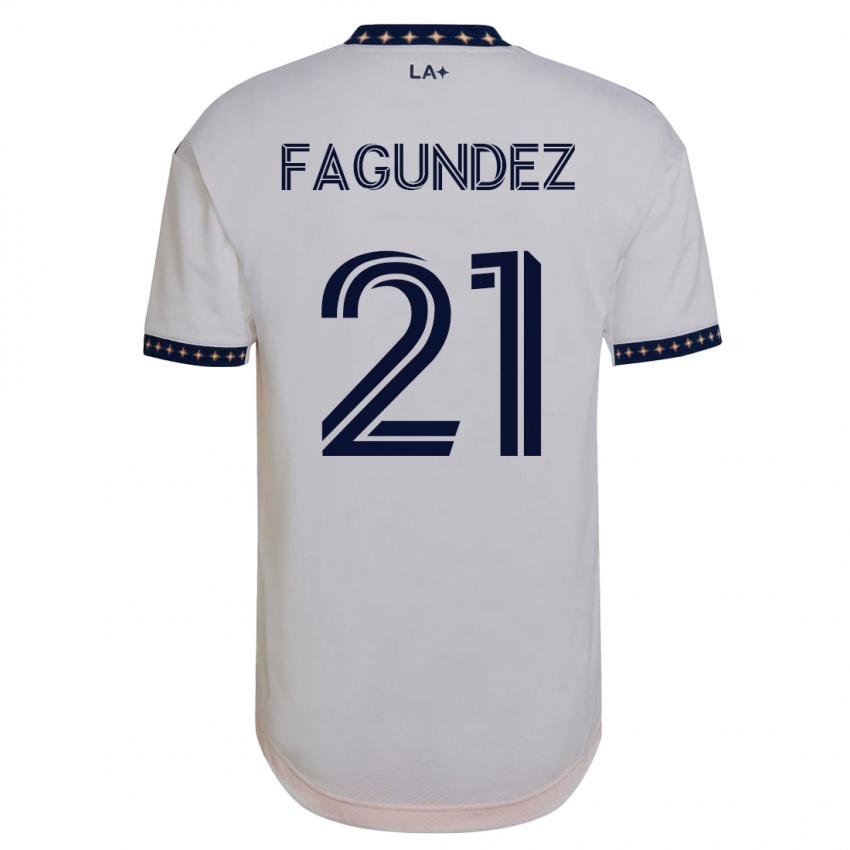 Niño Camiseta Diego Fagúndez #21 Blanco 1ª Equipación 2023/24 La Camisa