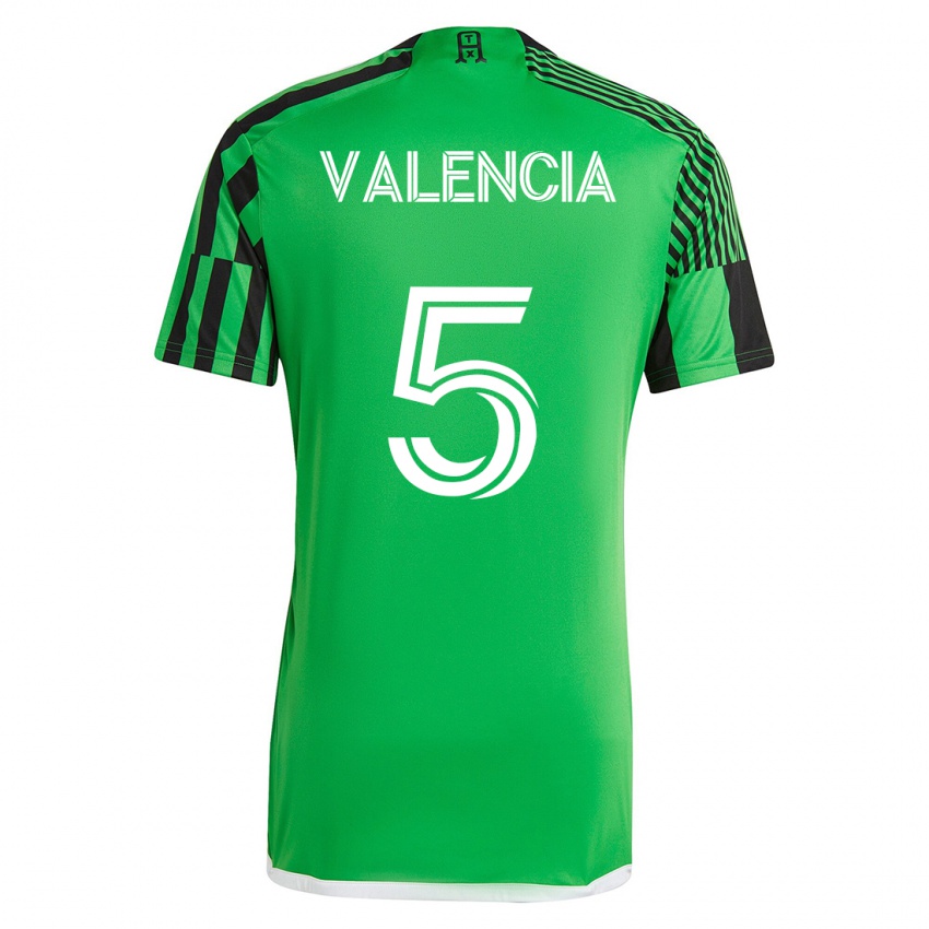 Niño Camiseta Jhojan Valencia #5 Verde Negro 1ª Equipación 2023/24 La Camisa