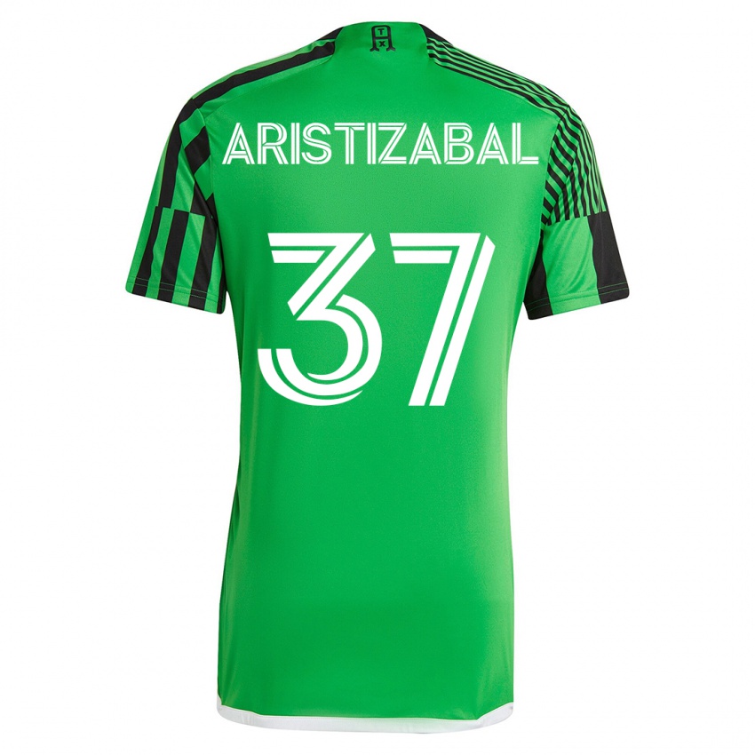 Niño Camiseta Nicolas Aristizabal #37 Verde Negro 1ª Equipación 2023/24 La Camisa