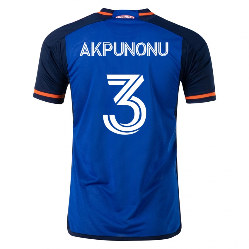 Niño Camiseta Joey Akpunonu #3 Azul 1ª Equipación 2023/24 La Camisa