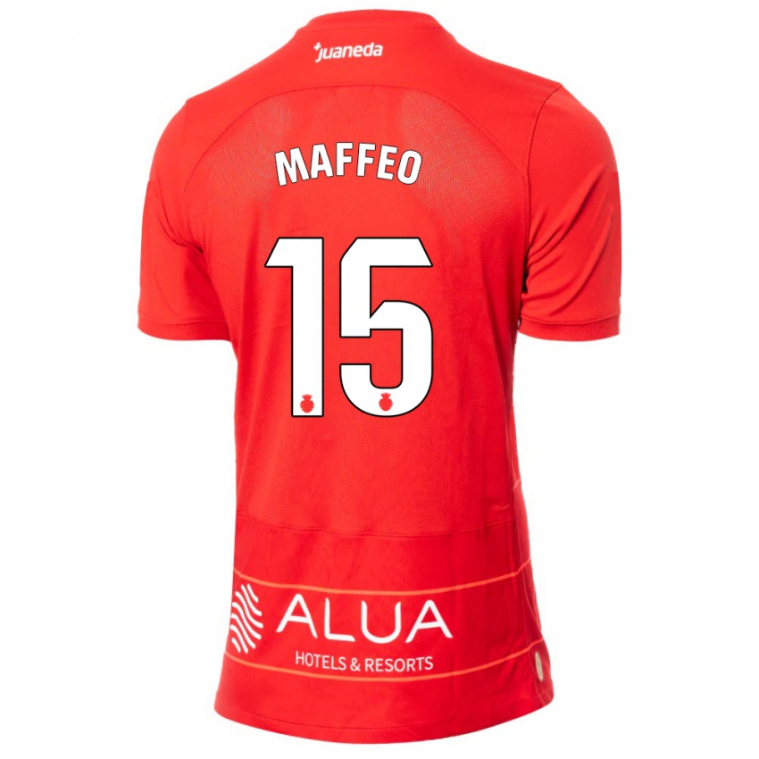 Niño Camiseta Pablo Maffeo #15 Rojo 1ª Equipación 2023/24 La Camisa