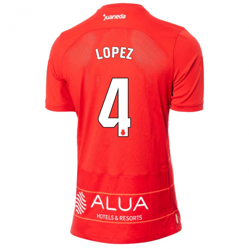 Niño Camiseta David López #4 Rojo 1ª Equipación 2023/24 La Camisa