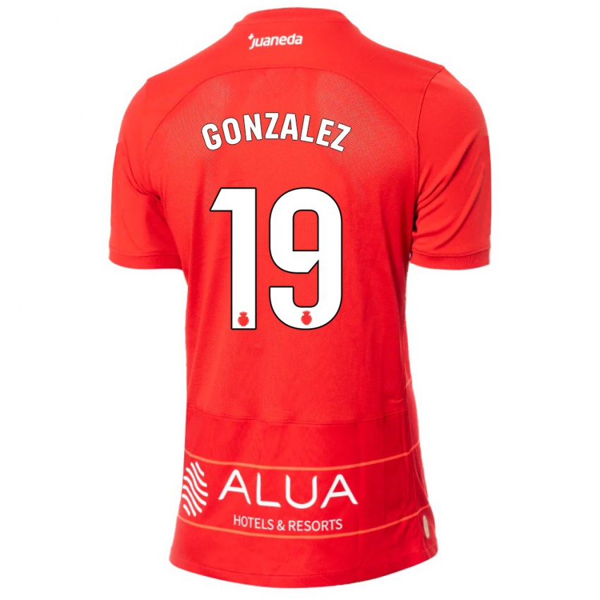 Niño Camiseta Adrià González #19 Rojo 1ª Equipación 2023/24 La Camisa