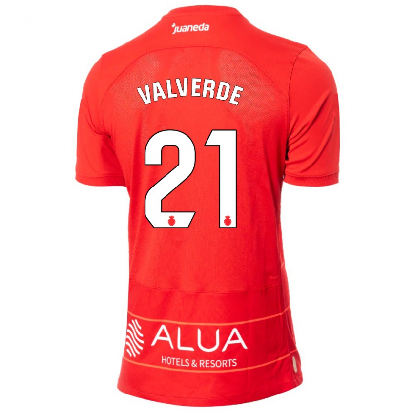 Niño Camiseta David Valverde #21 Rojo 1ª Equipación 2023/24 La Camisa