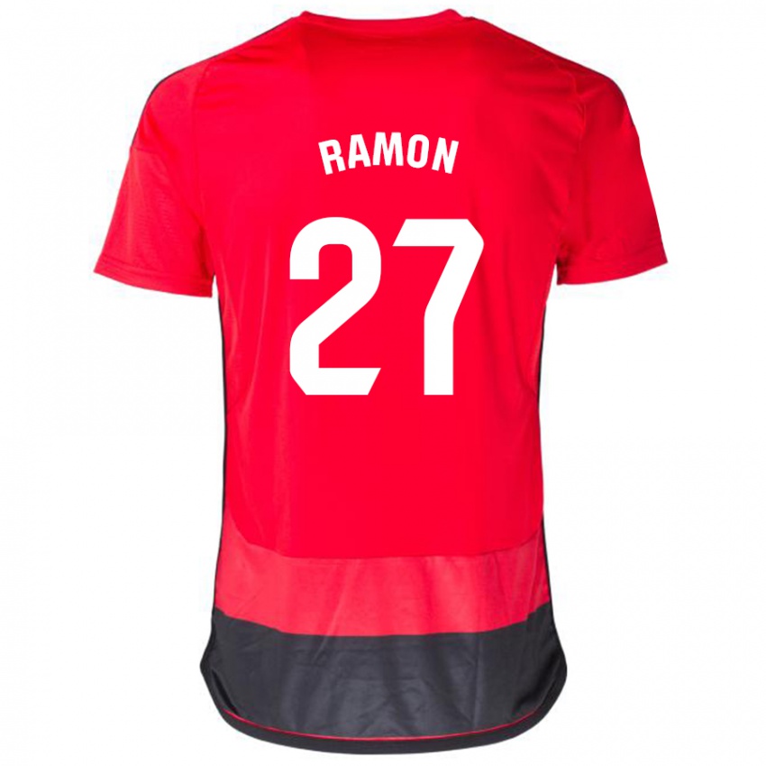 Niño Camiseta Pablo Ramón #27 Negro Rojo 1ª Equipación 2023/24 La Camisa
