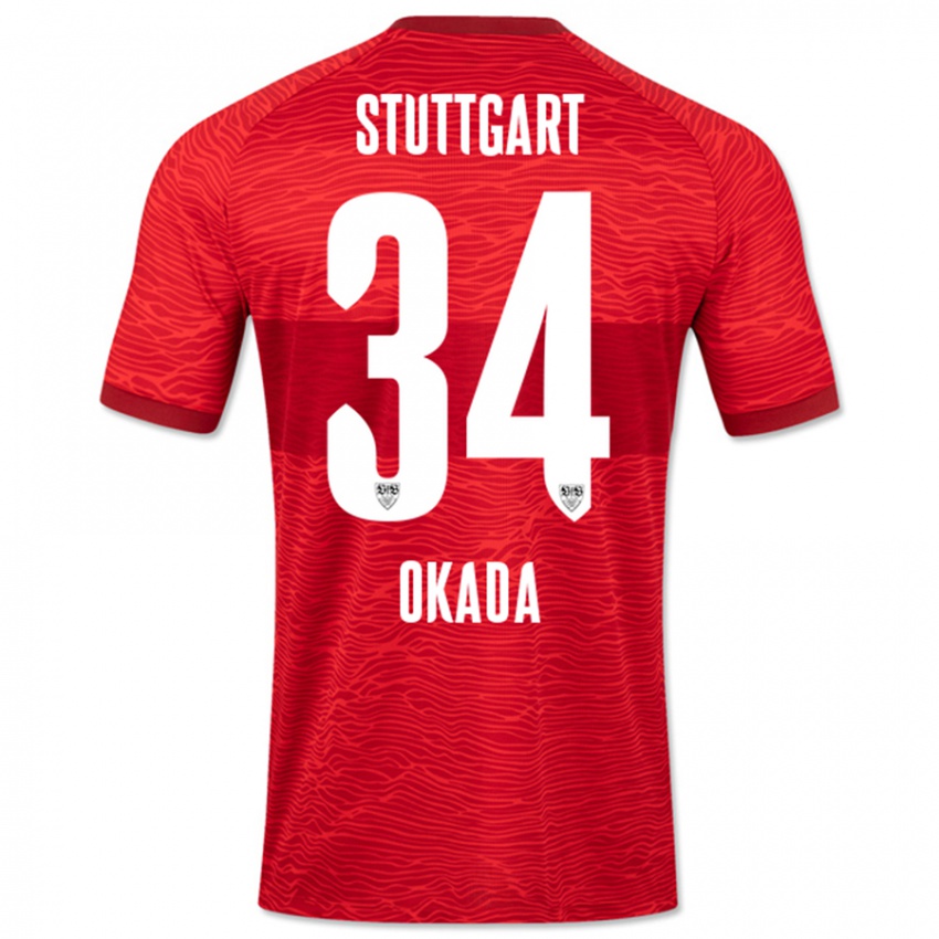 Niño Camiseta Rei Okada #34 Rojo 2ª Equipación 2023/24 La Camisa