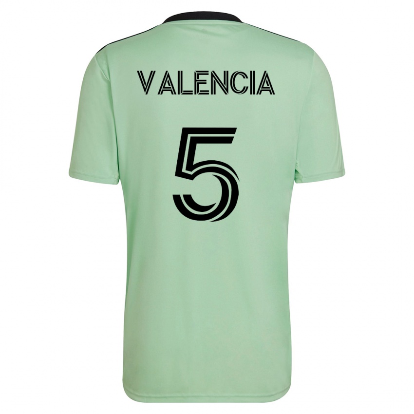 Niño Camiseta Jhojan Valencia #5 Verde Claro 2ª Equipación 2023/24 La Camisa