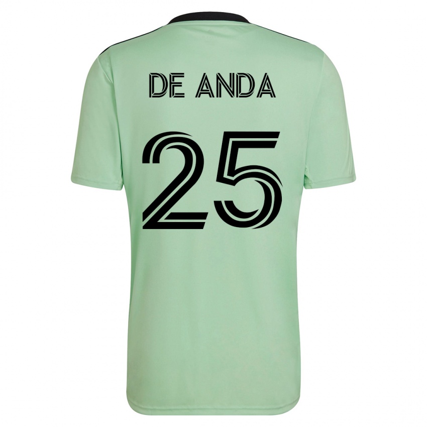 Niño Camiseta Anthony De Anda #25 Verde Claro 2ª Equipación 2023/24 La Camisa