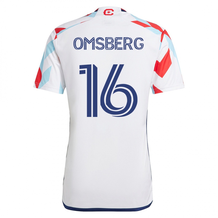 Niño Camiseta Wyatt Omsberg #16 Blanco Azul 2ª Equipación 2023/24 La Camisa