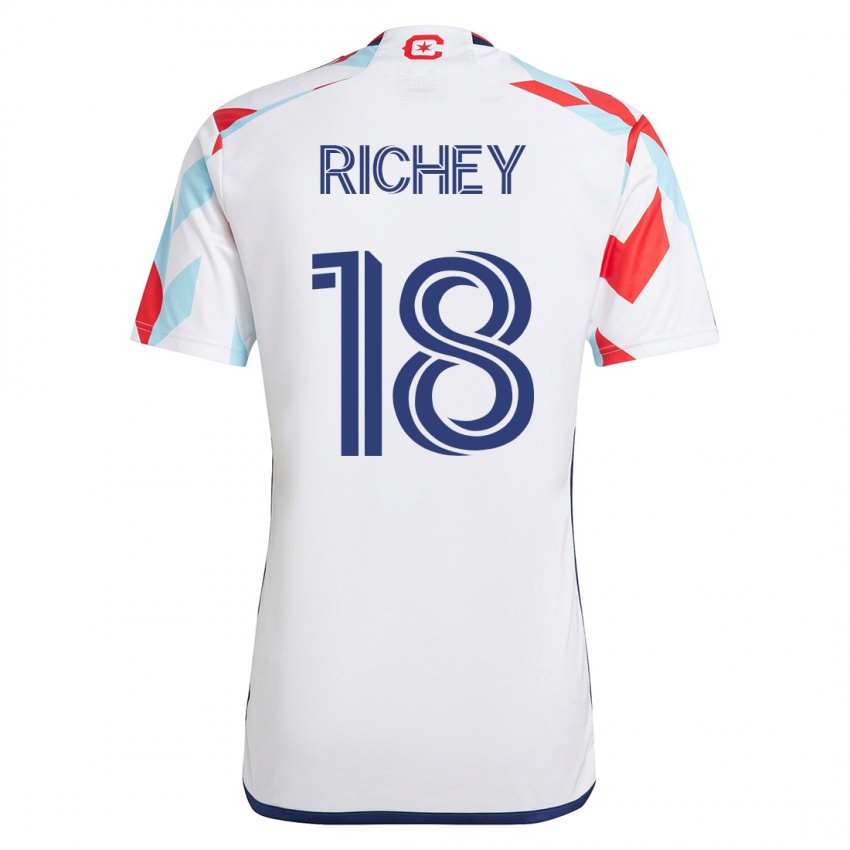 Niño Camiseta Spencer Richey #18 Blanco Azul 2ª Equipación 2023/24 La Camisa