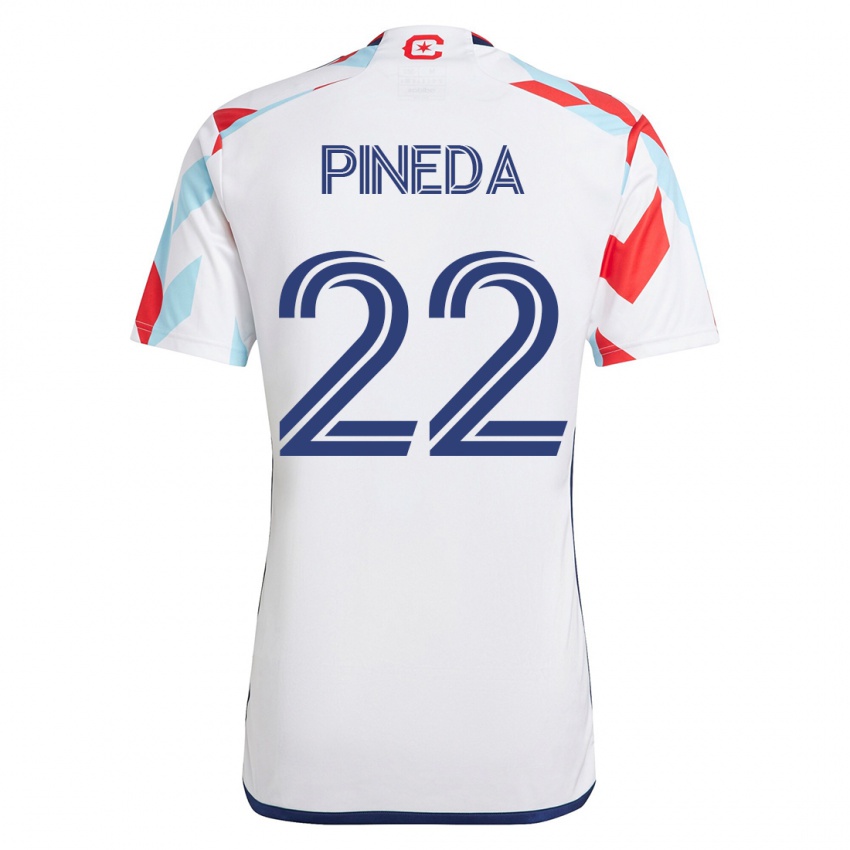 Niño Camiseta Mauricio Pineda #22 Blanco Azul 2ª Equipación 2023/24 La Camisa