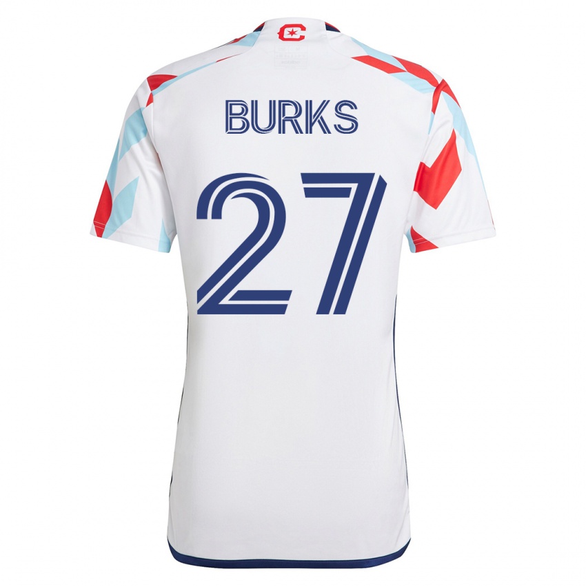 Niño Camiseta Kendall Burks #27 Blanco Azul 2ª Equipación 2023/24 La Camisa