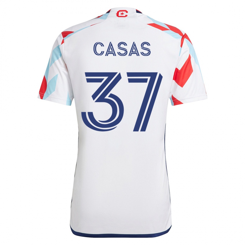 Niño Camiseta Javier Casas #37 Blanco Azul 2ª Equipación 2023/24 La Camisa