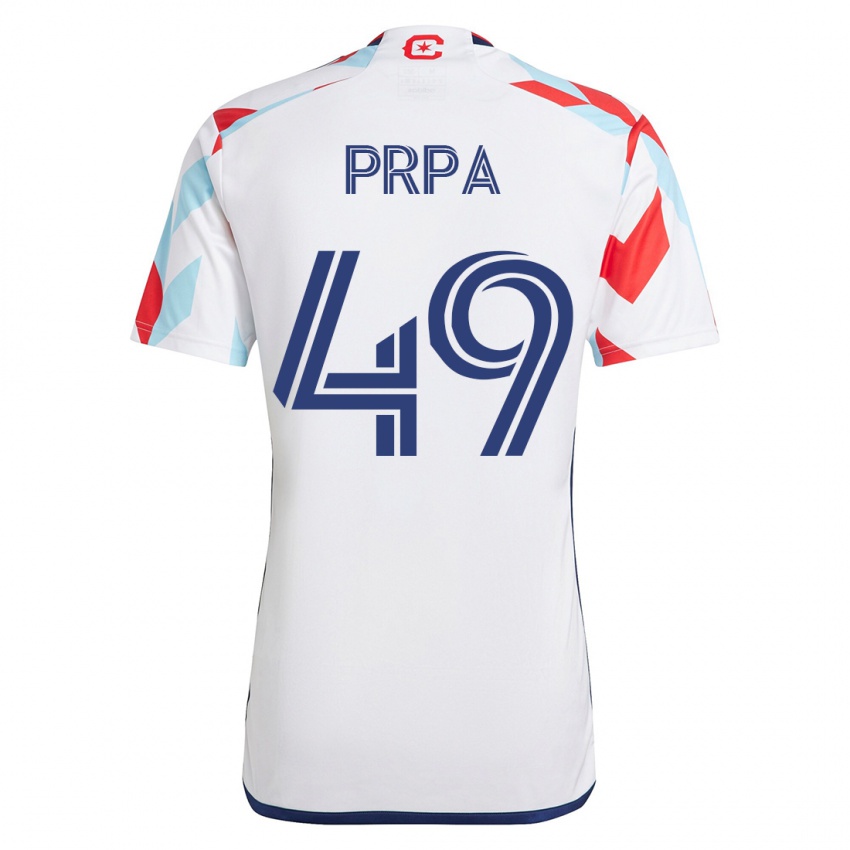 Niño Camiseta Luka Prpa #49 Blanco Azul 2ª Equipación 2023/24 La Camisa