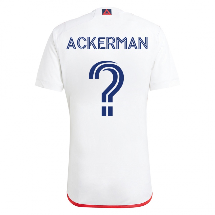 Niño Camiseta Eli Ackerman #0 Blanco Rojo 2ª Equipación 2023/24 La Camisa