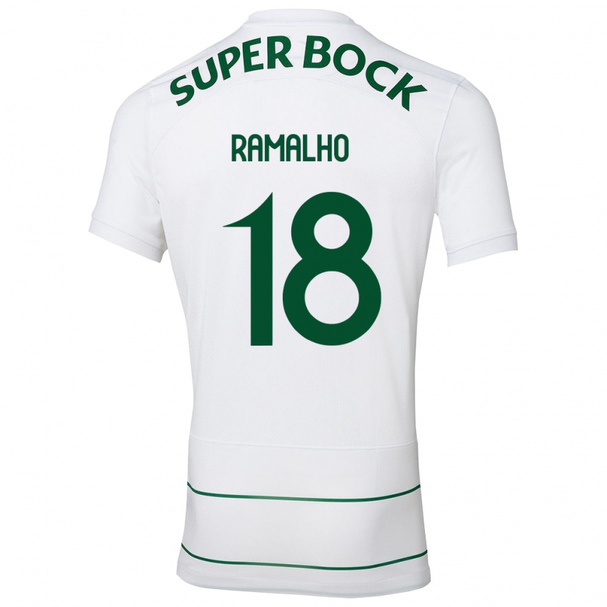 Niño Camiseta Inês Filipa Ramalho Gonçalves #18 Blanco 2ª Equipación 2023/24 La Camisa