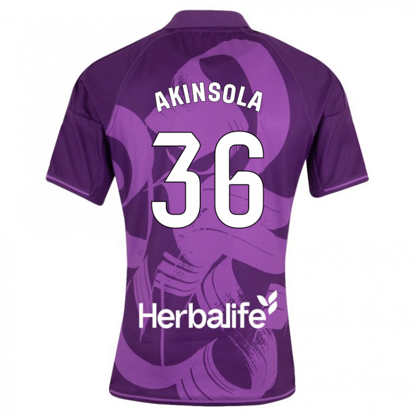 Niño Camiseta Tunde Akinsola #36 Violeta 2ª Equipación 2023/24 La Camisa